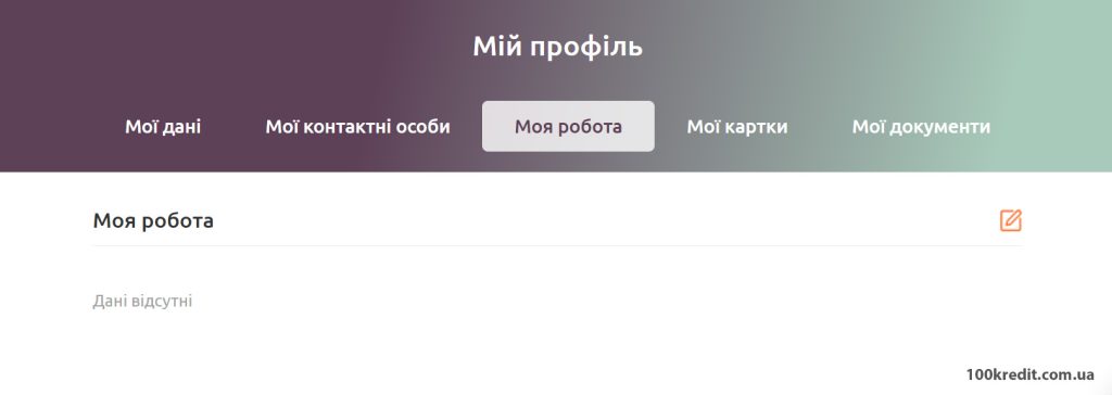 Вигляд особистого кабінету EasyCash